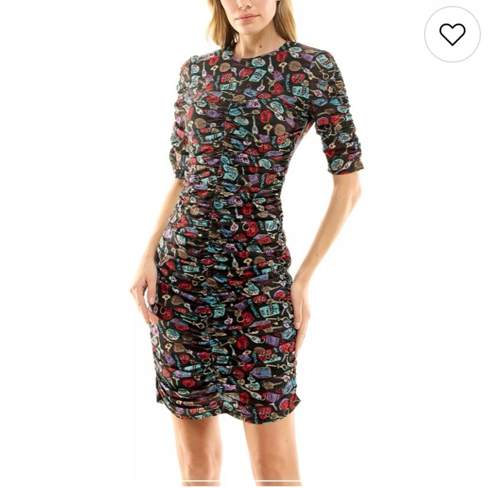 Nicole Miller Vibrant Patterned Long Sleeve Dress